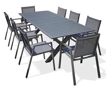 Ensemble repas de jardin 8 places en aluminium