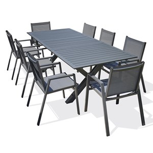 Ensemble repas de jardin 8 places en aluminium