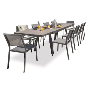 Ensemble repas de jardin 10 places en céramique sur verre