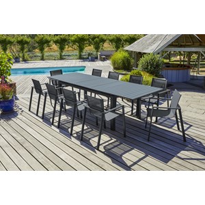 Ensemble repas de jardin 10 places en aluminium