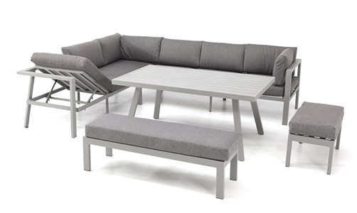 Ensemble repas de jardin 9 places en aluminium