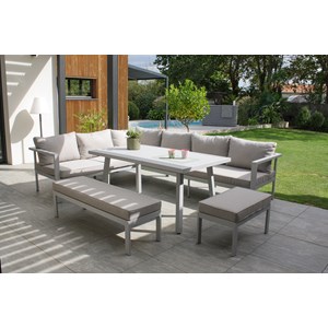 Ensemble table, fauteuils et bancs de jardin antalya
