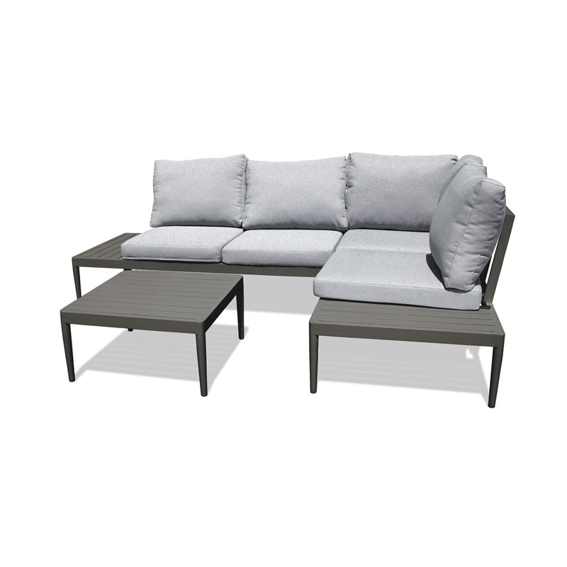 Salon de jardin d'angle 4 places en aluminium
