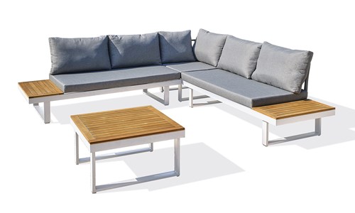 Salon de jardin 5 places bois d'acacia et aluminium