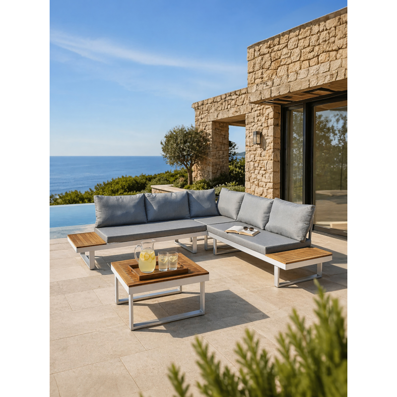 Dcb Garden - Salon de jardin 5 places bois d' et aluminium