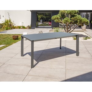 Table de jardin avec rallonge en hpl effet bois