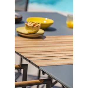 Table de jardin avec rallonge en hpl effet bois