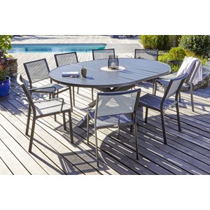 Ensemble repas 8 places en aluminium avec rallonge papillon