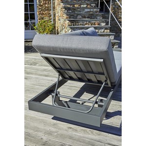 Salon de jardin d'angle 6 places en bois d'acacia et alu