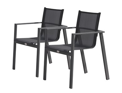 Lot de 2 fauteuils de jardin empilables en aluminium