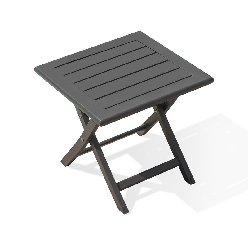 Table basse de jardin pliante en aluminium gris anthracite