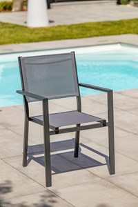Fauteuil de jardin empilable alu et toile plastifiéee