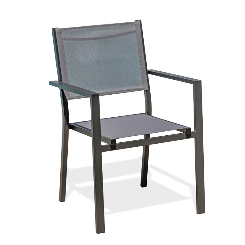 Fauteuil de jardin empilable alu et toile plastifiéee