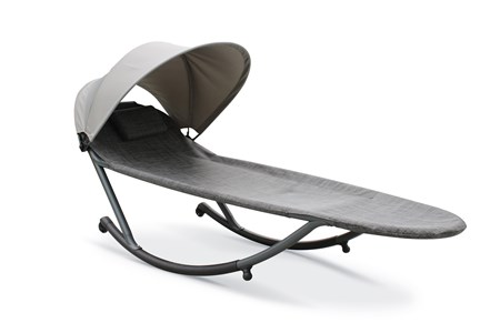 Bain de soleil en acier et toile plastifiée avec brise-soleil