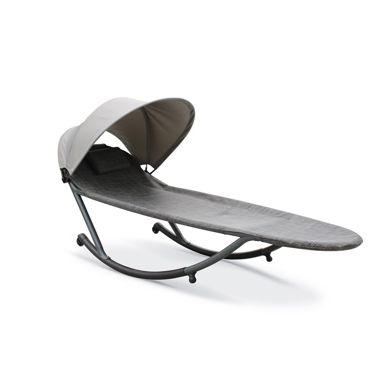 Bain de soleil en acier et toile plastifiée avec brise-soleil