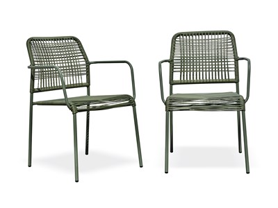 Lot composé de 2 fauteuils de jardin en corde et acier