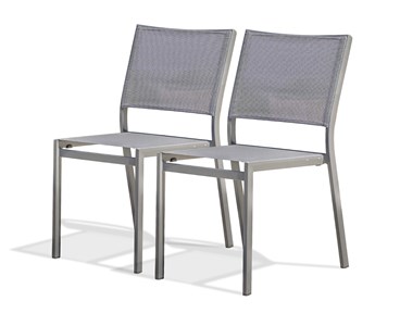 Lot de 2 chaises de jardin en aluminium et toile plastifiéee