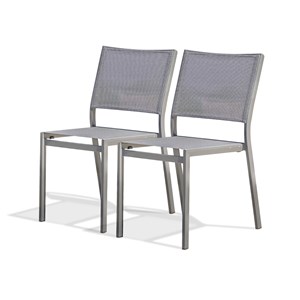 Lot de 2 chaises de jardin en aluminium et toile plastifiéee