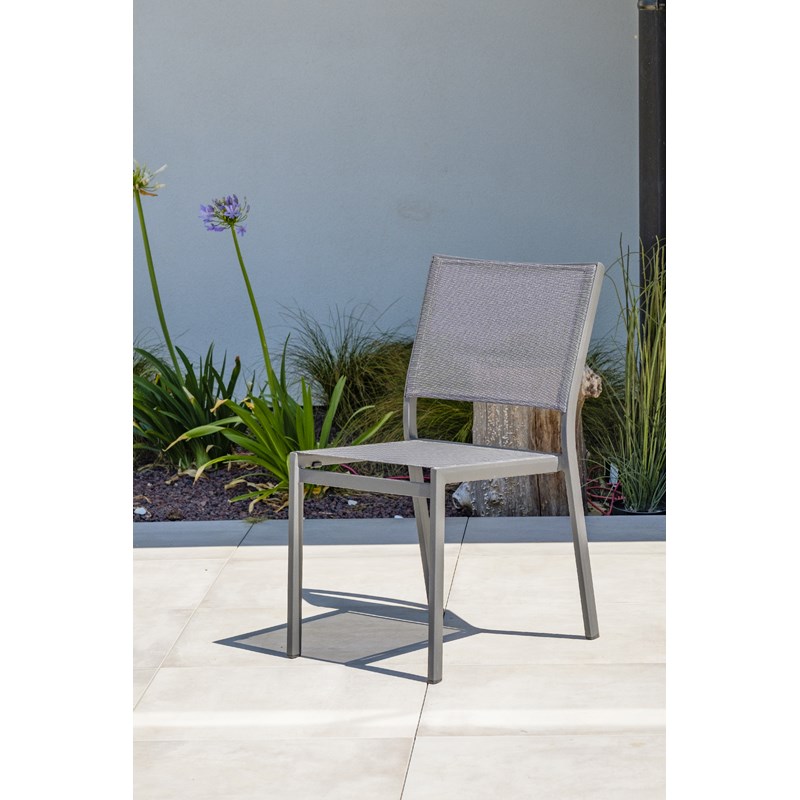 Lot de 2 chaises de jardin en aluminium et toile plastifiéee