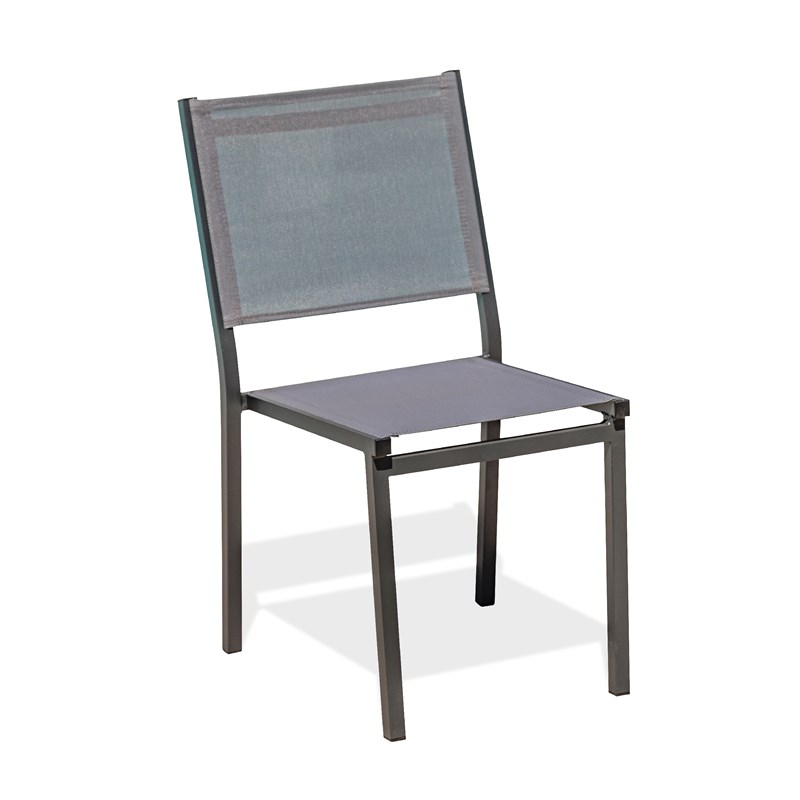 Chaise de jardin empilable en alu toile plastifiéee
