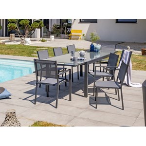 Chaise de jardin empilable en alu toile plastifiéee