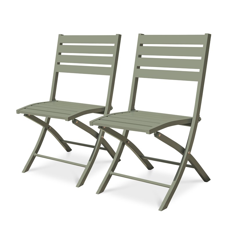 Lot de 2 chaises de jardin en aluminium vert