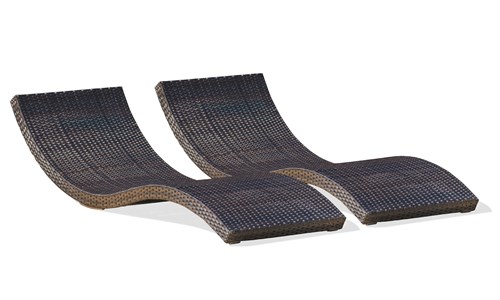 Lot de 2 bains de soleil en résine tressée chocolat