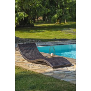 Lot de 2 bains de soleil en résine tressée chocolat