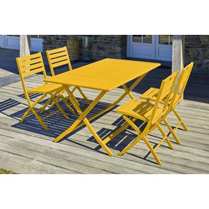 Ensemble repas de jardin 4 places en aluminium