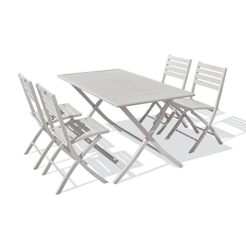 Ensemble repas de jardin 4 places en aluminium