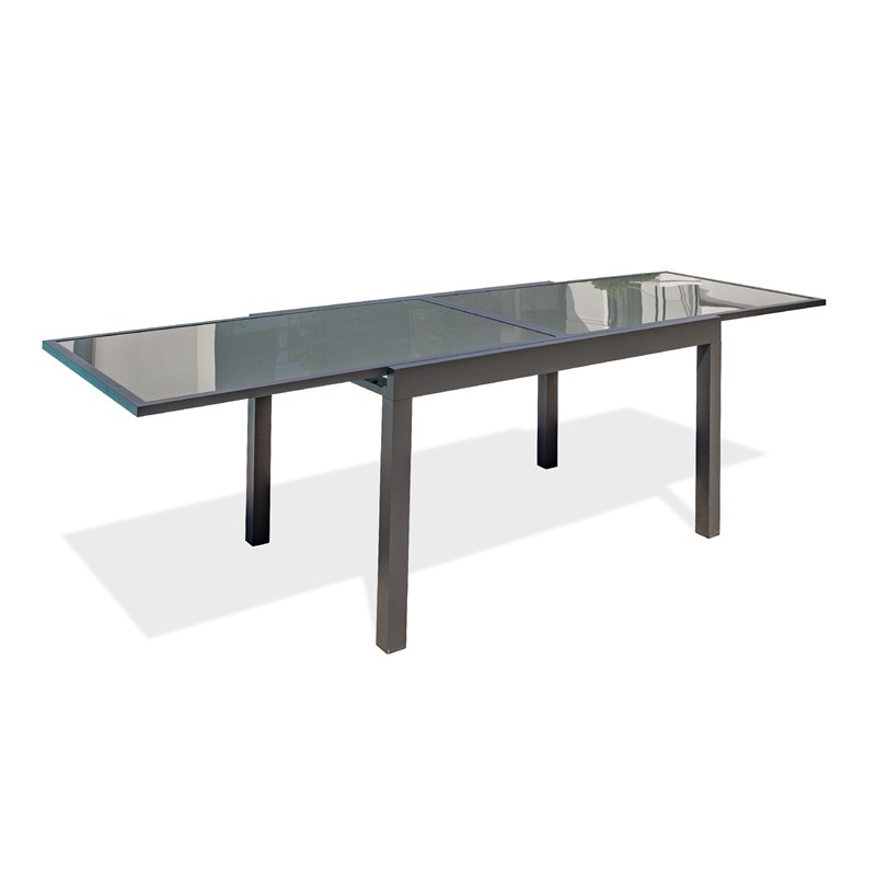 Table de jardin 10 places en aluminium et plateau verre