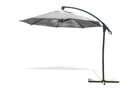 Parasol avec pied excentré en acier et toilee