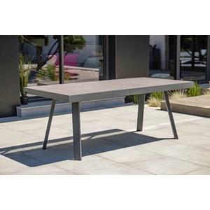 Table de jardin 12 places en aluminium et céramique sur verre
