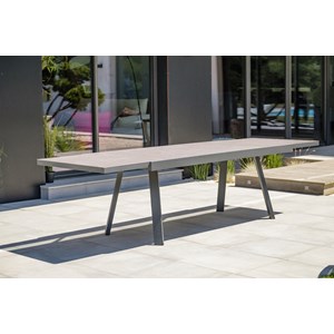 Table de jardin 12 places en aluminium et céramique sur verre