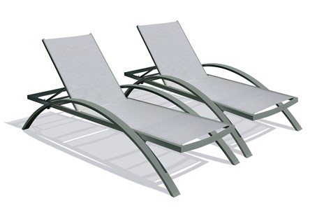 Lot de 2 bains de soleil en toile plastifiéee et aluminium