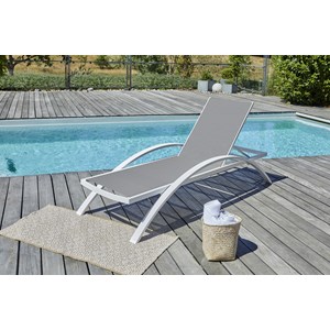 Lot de 2 bains de soleil en toile plastifiée et aluminium