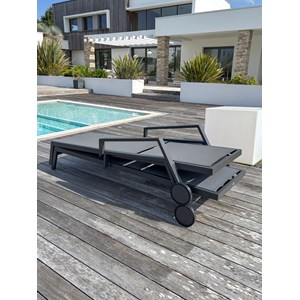Lot de 2 bains de soleil en aluminium et toile plastifiée
