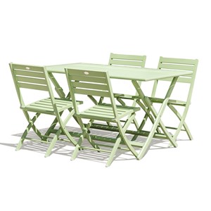 Ensemble repas de jardin 4 places en aluminium vert lagune