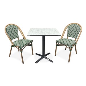 Ensemble repas de jardin 2 places en acier et plateau en hpl