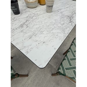 Ensemble repas de jardin 2 places en acier et plateau en hpl