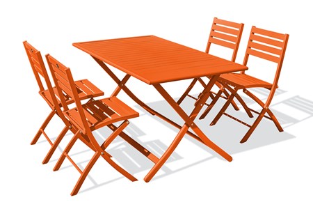 Ensemble repas de jardin 4 places en aluminium