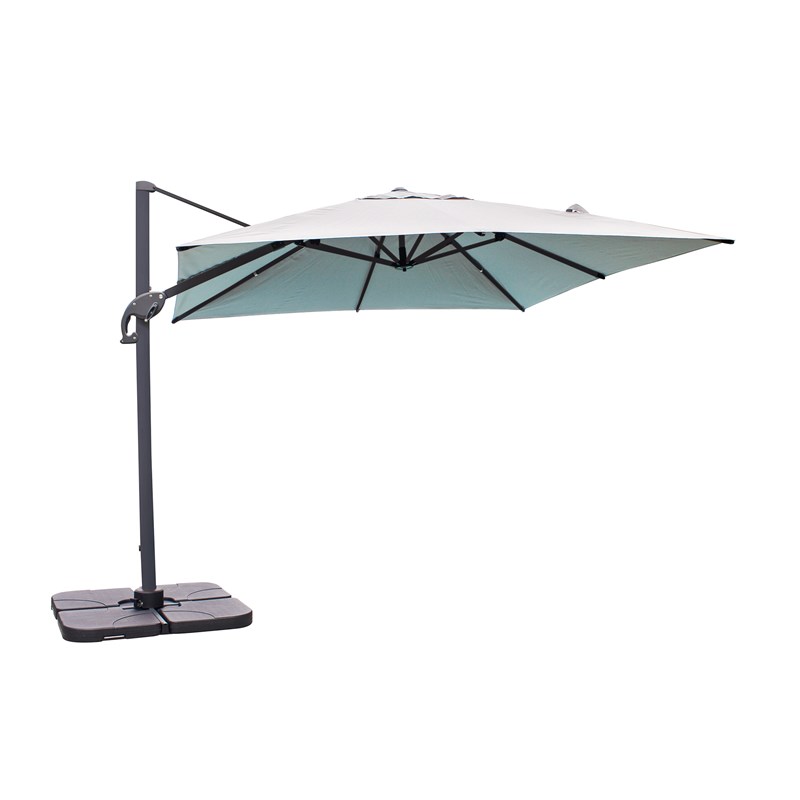 Parasol avec pied excentré en acier et toilee