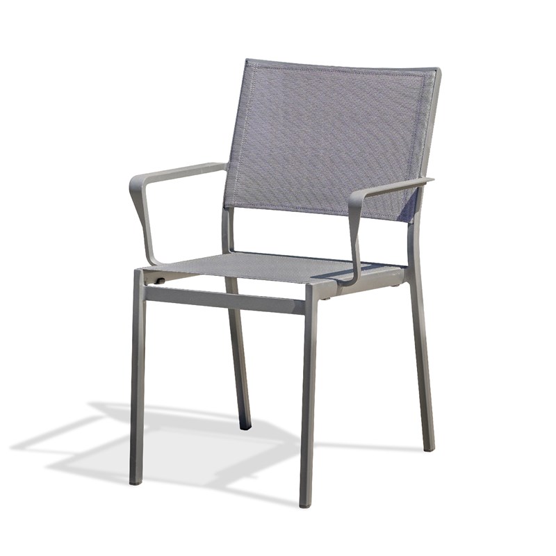 Fauteuil de jardin empilable en aluminium et toile plastifiéee