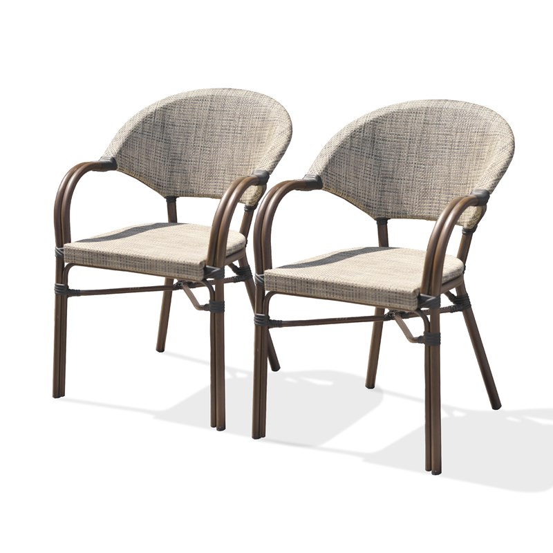 Dcb Garden - Lot de 2 fauteuils de jardin en aluminium et textilène