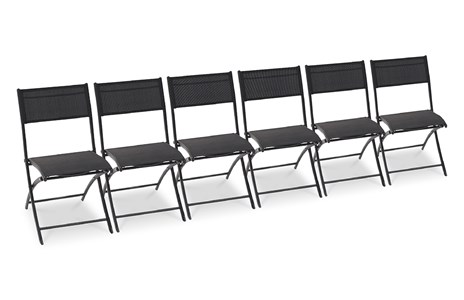 Lot de 6 chaises en aluminium et toile plastifiéee