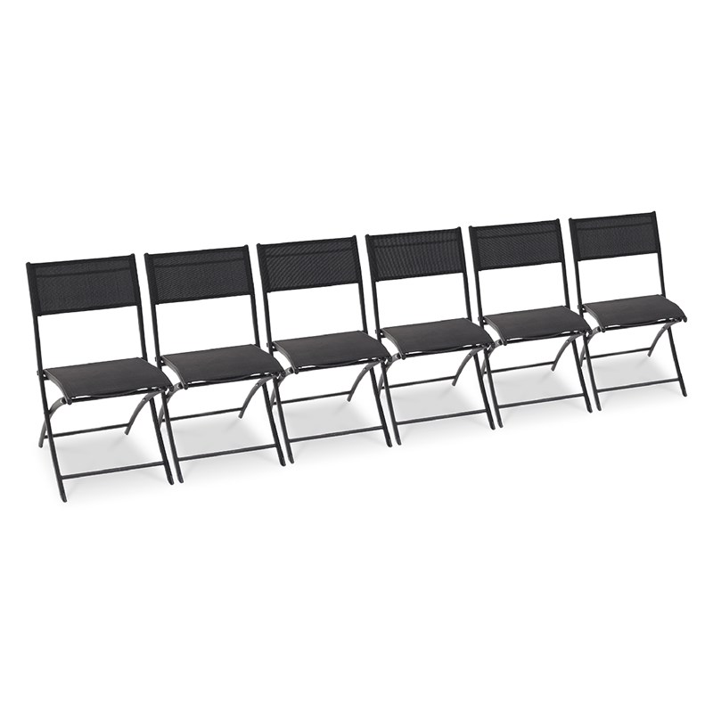 Lot de 6 chaises en aluminium et toile plastifiéee