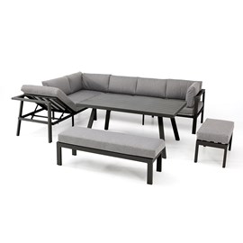 Ensemble table, fauteuils et bancs de jardin antalya