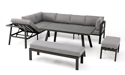 Ensemble repas de jardin 9 places en aluminium