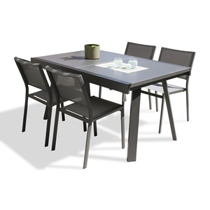 Ensemble repas de jardin 4 places en aluminium