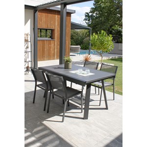 Ensemble repas de jardin 4 places en aluminium